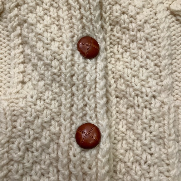 Irisfree Vintage Cable Knit Chunky Cardigan Button Front Made in Ireland - Picture 6 of 10